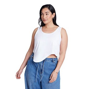 ELOQUII Women's Plus Size Asym Hem Tank