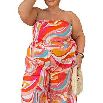 ELOQUII Women's Plus Size Printed Scarf Top