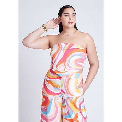 ELOQUII Women's Plus Size Printed Scarf Top