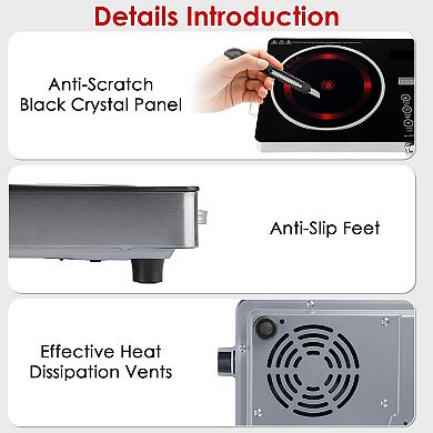 3500W Electric Ceramic Stove Single Burner Hot Plate with Timer