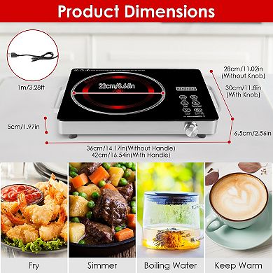 3500W Electric Ceramic Stove Single Burner Hot Plate with Timer