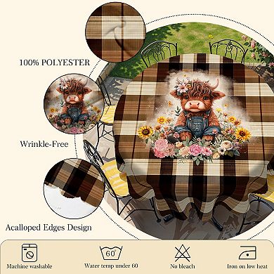 Farmhouse Animal Wood Grain Tablecloth, Oil Spill Proof Cover
