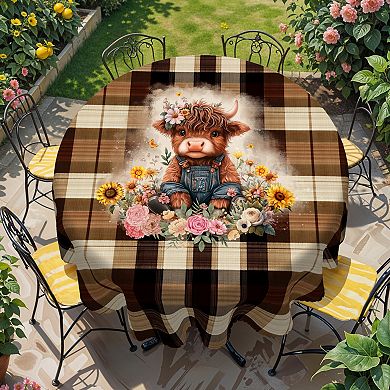 Farmhouse Animal Wood Grain Tablecloth, Oil Spill Proof Cover