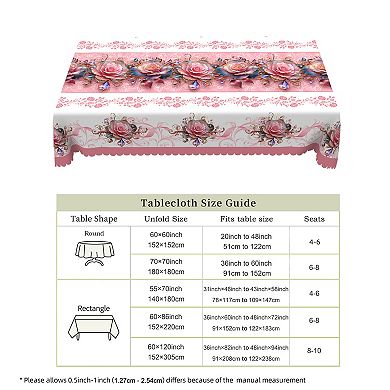 Boho Floral Flower Tablecloth, Table Cover for Home Decor