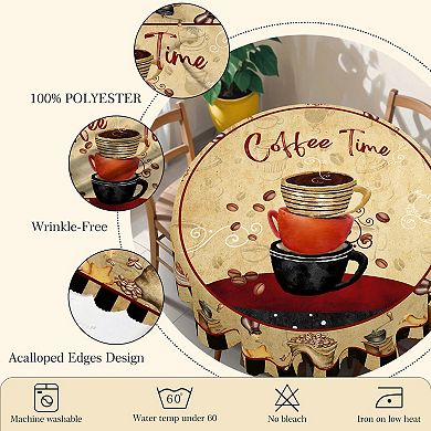 Coffee Party Tablecloth, Decorative Table Cover for Party Decor