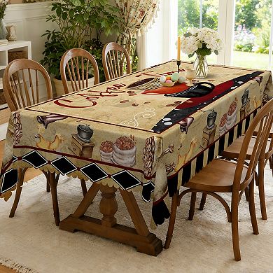 Coffee Party Tablecloth, Decorative Table Cover for Party Decor