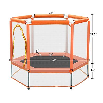 Whisen 55'' Toddlers Trampoline with Safety Enclosure Net and Balls