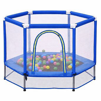 Whisen 55'' Toddlers Trampoline with Safety Enclosure Net and Balls