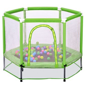 Whisen 55'' Toddlers Trampoline with Safety Enclosure Net and Balls