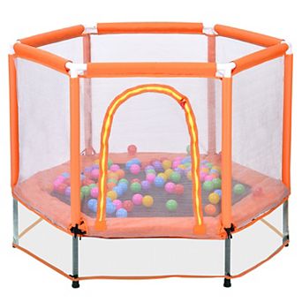 Whisen 55'' Toddlers Trampoline with Safety Enclosure Net and Balls