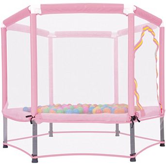 Whisen 55'' Toddlers Trampoline with Safety Enclosure Net and Balls