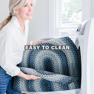 Homespice Graphite Braided Rug Washable Indoor/Outdoor White/Ivory/Silver/Gray Rug