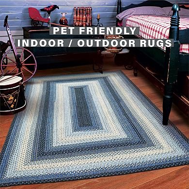 Homespice Graphite Braided Rug Washable Indoor/Outdoor White/Ivory/Silver/Gray Rug