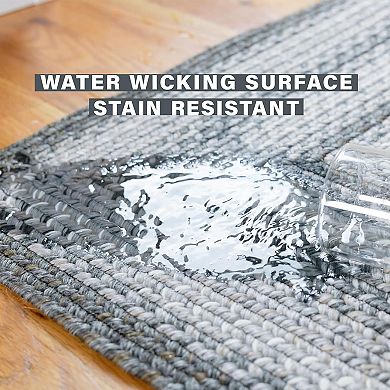 Homespice Graphite Braided Rug Washable Indoor/Outdoor White/Ivory/Silver/Gray Rug