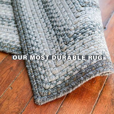 Homespice Graphite Braided Rug Washable Indoor/Outdoor White/Ivory