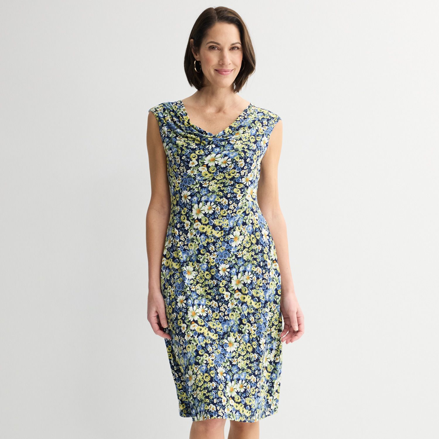 Женские платья Studio Connection Cap Sleeve Drape Neck A-Line Dress