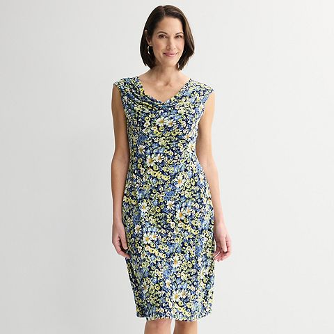 Женские платья Studio Connection Cap Sleeve Drape Neck A-Line Dress