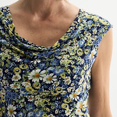 Women's Studio Connection Cap Sleeve Drape Neck A-Line Dress