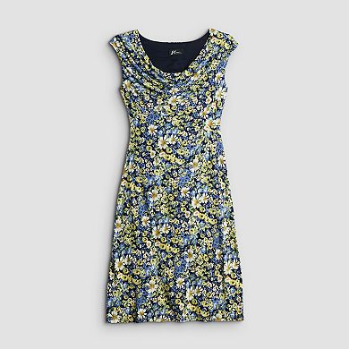 Women's Studio Connection Cap Sleeve Drape Neck A-Line Dress