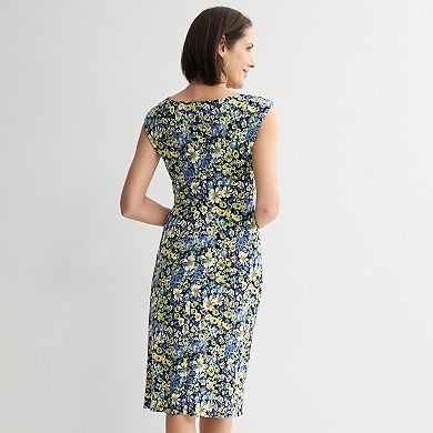 Women's Studio Connection Cap Sleeve Drape Neck A-Line Dress
