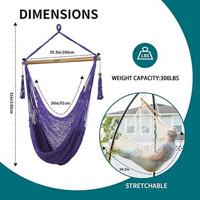 Extra-Large Rope Hammock Chair, 300 lbs