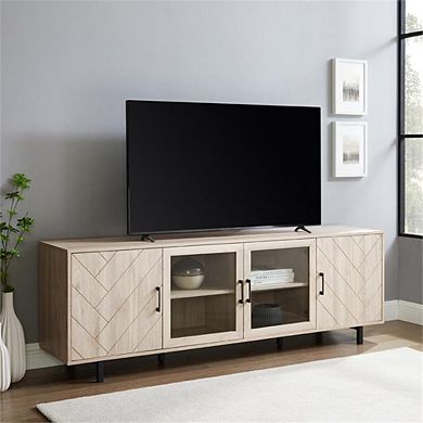 Modern Herringbone TV Stand, 70" Wide