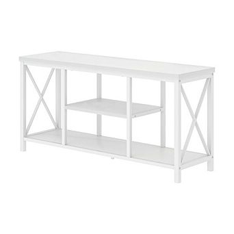 Compact White TV Stand with Storage