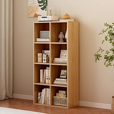 8-Cube Oak Wood Bookcase, 4-Tier