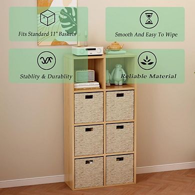 8-Cube Oak Wood Bookcase, 4-Tier