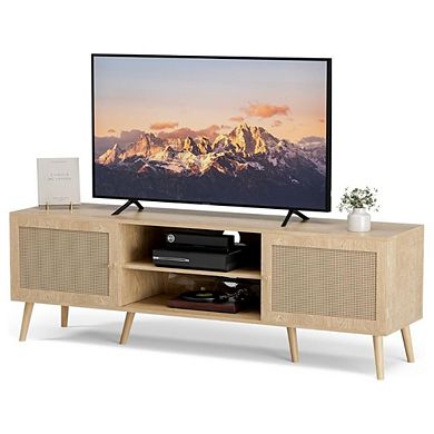 Boho Rattan TV Stand, 65'' Console