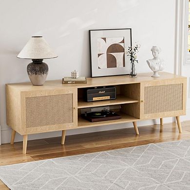Boho Rattan TV Stand, 65'' Console