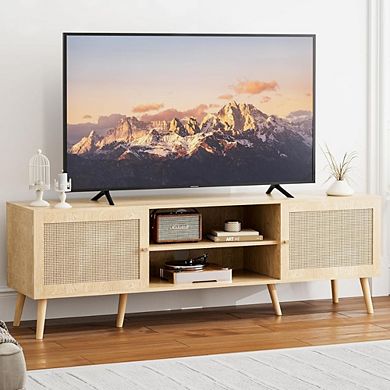 Boho Rattan TV Stand, 65'' Console