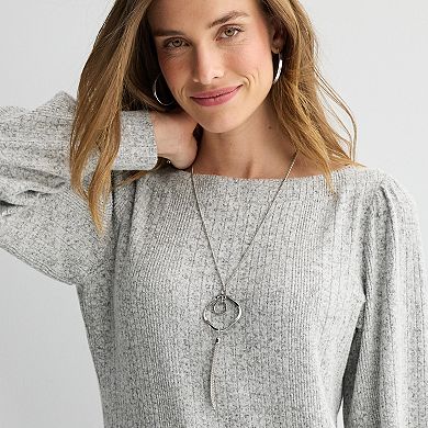 Women's Apt. 9® Long Sleeve Banded Boatneck Top