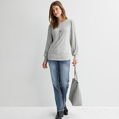 Women's Apt. 9® Long Sleeve Banded Boatneck Top