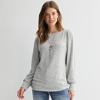 Women's Apt. 9® Long Sleeve Banded Boatneck Top
