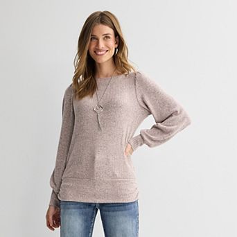 Women's Apt. 9® Long Sleeve Banded Boatneck Top