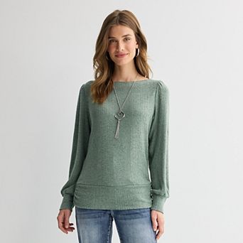 Women's Apt. 9® Long Sleeve Banded Boatneck Top