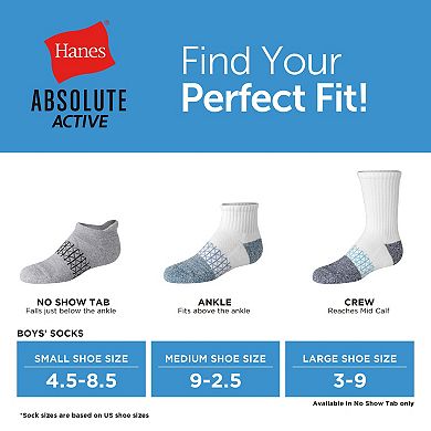 Boys Hanes® 4-Pack Cushioned Heel Shield Active Socks