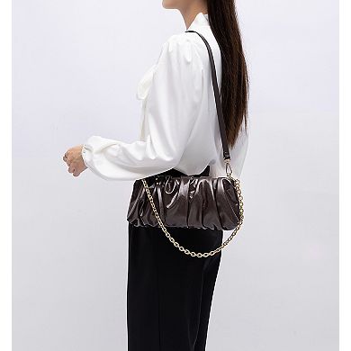 MKF Collection Cinthya Chain Strap Ruched Shoulder Bag