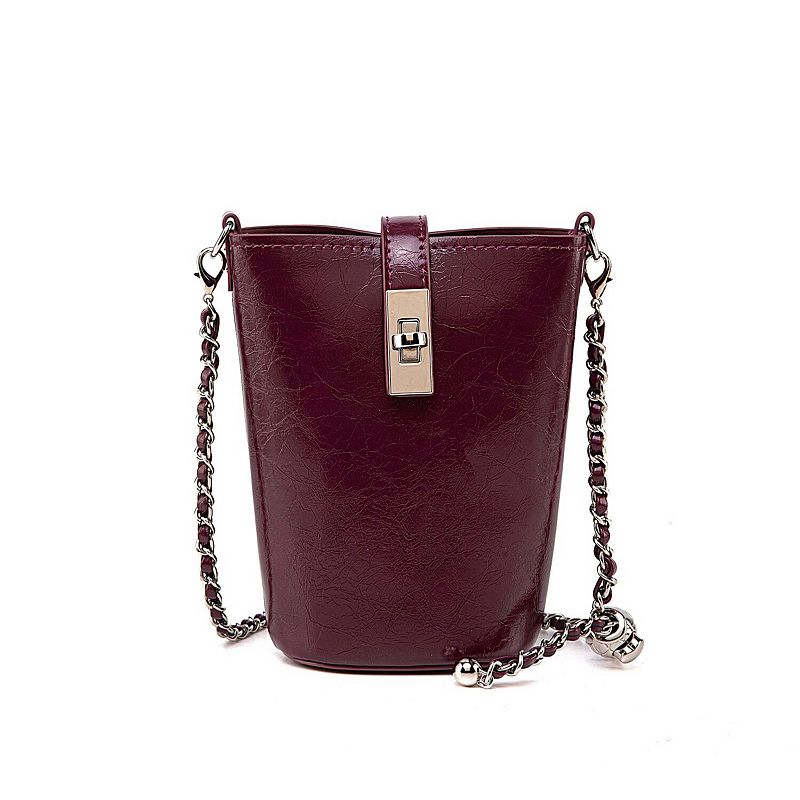 MKF Collection Evelina Chain Strap Mini Bucket Shoulder Bag by Mia K, Red