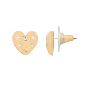 LC Lauren Conrad Gold-Tone Star Spangled Heart Button Earrings
