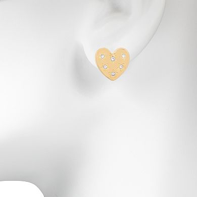 LC Lauren Conrad Gold-Tone Star Spangled Heart Button Earrings