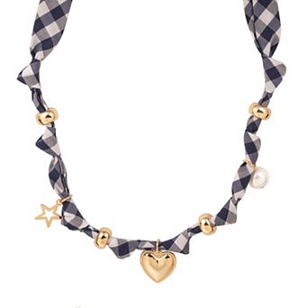 LC Lauren Conrad Gold Tone Charm Bandana Statement Necklace