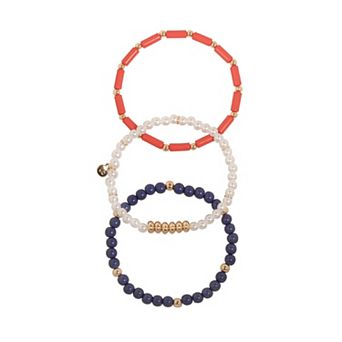 LC Lauren Conrad Gold Tone Americana Stretch Bracelet 3 pc Set