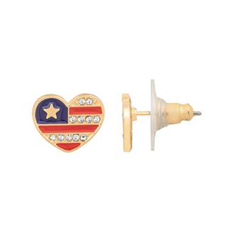 LC Lauren Conrad Heart Flag Button Earrings