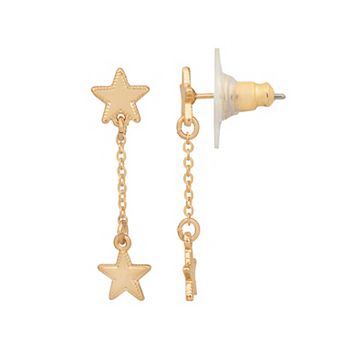 LC Lauren Conrad Gold-Tone Duo Star Drop Earrings