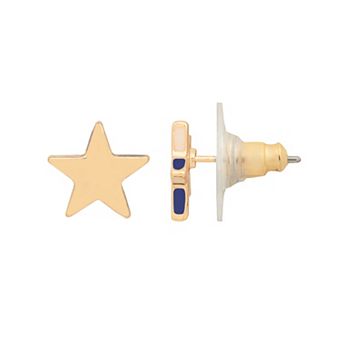 LC Lauren Conrad Star Button Earrings with Bold Contrast Border