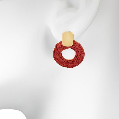 LC Lauren Conrad Gold-Tone Doorknocker Rafia Drop Earrings