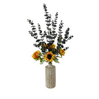 Sonoma Goods For Life® Artificial Eucalyptus & Sunflower Arrangement in Deco Vase