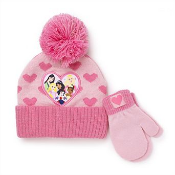 Toddler Girls 2 pc Disney Princesses Hat & Mittens Set